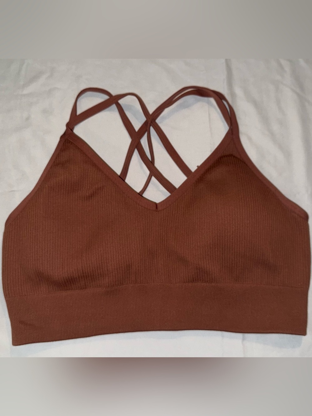aerie Ribbed Crisscross Strappy Bralette in Pink